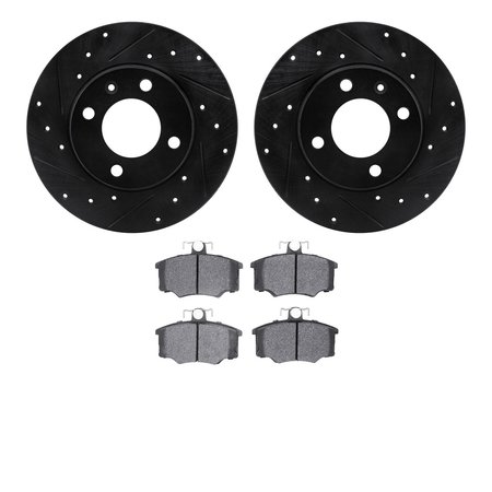 DYNAMIC FRICTION CO 8502-74074, Rotors-Drilled and Slotted-Black with 5000 Advanced Brake Pads, Zinc Coated 8502-74074